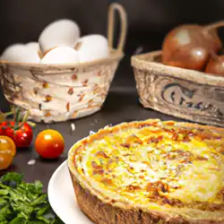 Une image de Quiche Cévenole à la Mozzarella et aux Oignons - image générée par IA (DALL-E)