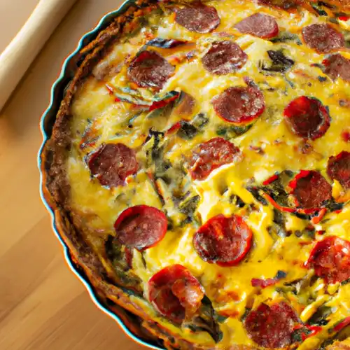 Une image de Quiche à la Pizza aux Épinards et à la Saucisse, Recette à la Mode de Lyon