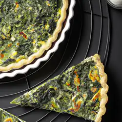 Une image de Quiche Savoyarde aux Épinards, Brocoli et Chèvre - image générée par IA (DALL-E)