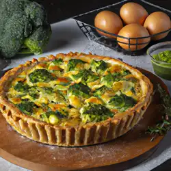 Une image de Quiche savoyarde au brocoli et reblochon - image générée par IA (DALL-E)