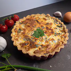 Une image de Quiche Chèvre Poulet de Provence - image générée par IA (DALL-E)