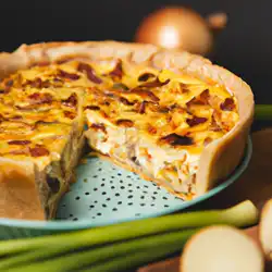 Une image de Quiche du Sud-Ouest : Recette à l'emmental, poireaux et poivrons - image générée par IA (DALL-E)