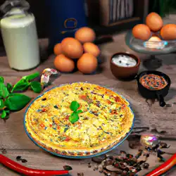 Une image de Quiche italienne de la région de la Campanie : pâte à pizza, oeufs, mozzarella - image générée par IA (DALL-E)
