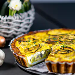 Une image de Quiche provençale au fromage de chèvre et courgettes - image générée par IA (DALL-E)