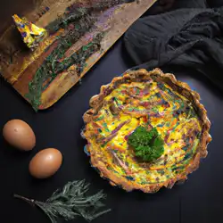 Une image de Quiche du Sud-Ouest de la France: Thon, Chèvre, et Brocolis - image générée par IA (DALL-E)