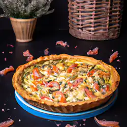 Une image de Quiche Pizza de Saumon à la Provençale - image générée par IA (DALL-E)