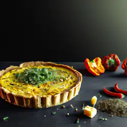 Une image de Quiche provençale au fromage de chèvre et poivron : une recette savoureuse - image générée par IA (DALL-E)