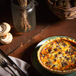 Une image de Quiche savoureuse aux champignons de Paris et mozzarella : recette inspirée de la Lorraine - image générée par IA (DALL-E)